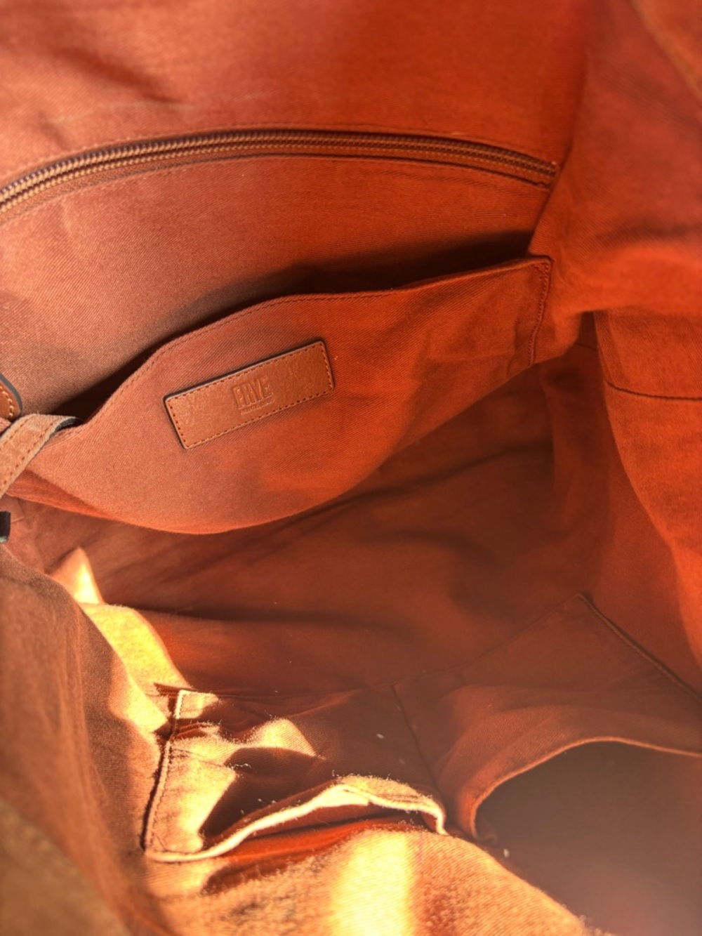 Frye Leather Ring Tote Bag Purse, Cognac, Genuine Leather - Picture 14 of 14